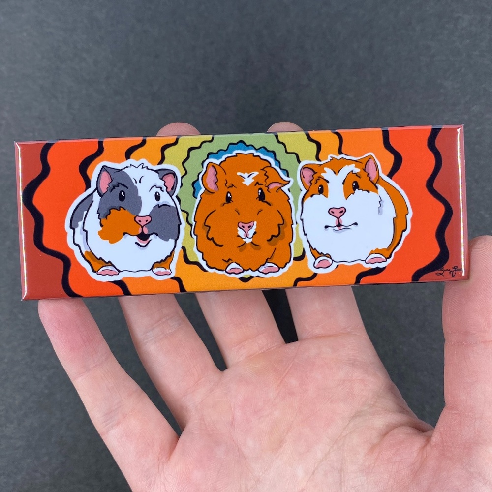 Rainbow Guinea Pig Magnet Handmade Pet Portrait Gift Retro Kitchen Office Decor